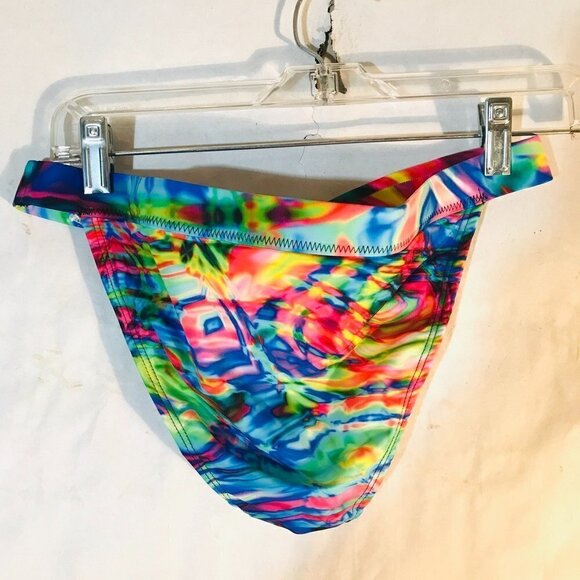 Bikini Bottom NWT Bathing Suit Size Large Psychedelic Tie Dye Rainbow Op Art - Picture 5 of 7